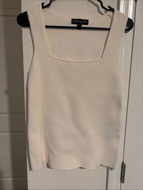 Montgomery Post Ribbed Square-Neck Tank in Cream